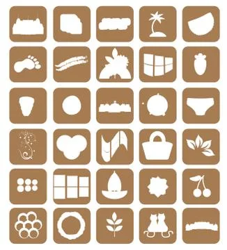 Set of different icons. brown. vector Stock Illustration