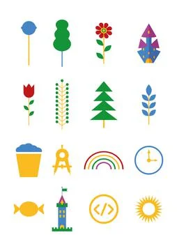 Set of different icons in flat style isolated on white background Stock Illustration