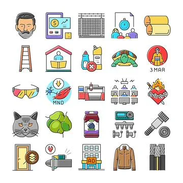 Set of different icons representing various concepts and objects イラスト素材