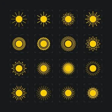 Set of different images of the sun Stock Illustration