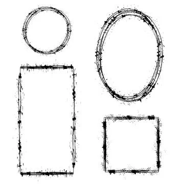 Set of Different Ink Frames. Distressed Shapes Stock Illustration