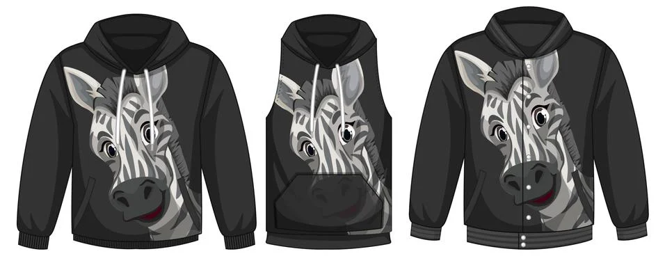 Set of different jackets with zebra template Stock Illustration