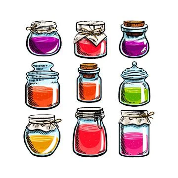 Set of different Jars Stock Illustration