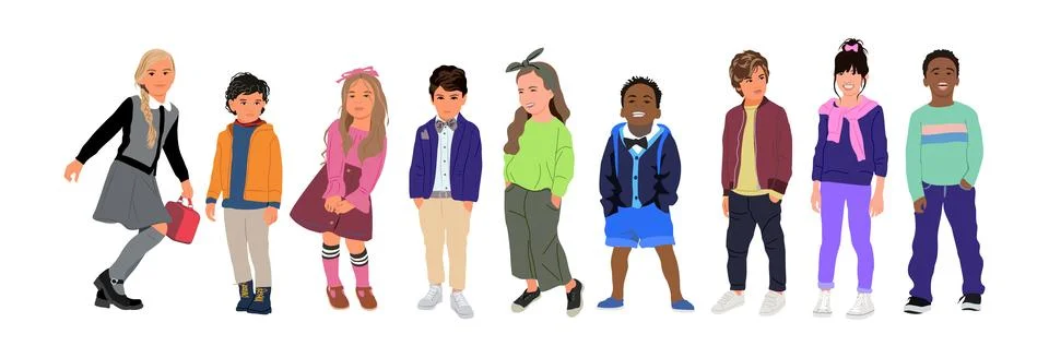 Set of different Kids flat vector illustrations. Stock-Illustration