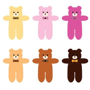 Set of different kind of teddy bears Stock Illustration