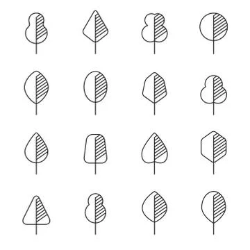 Set of different kinds of trees geometric icons Stock Illustration