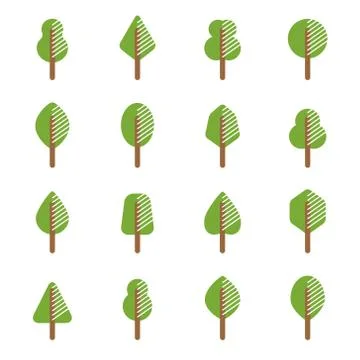 Set of different kinds of trees geometric icons Stock-Illustration