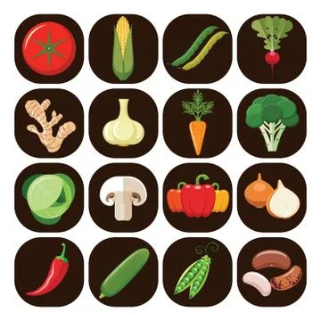 Set of different kinds of vegetables. Stock Illustration