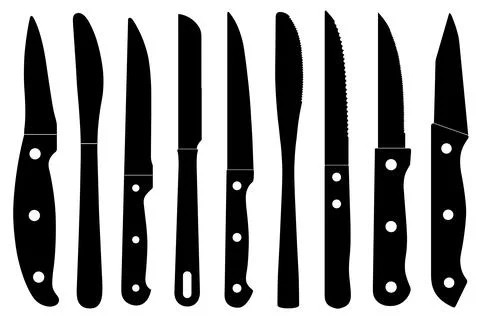 Set of different kitchen knife illustrations Illustration
