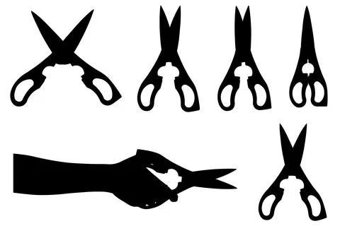 Set of different kitchen scissors Stock Illustration