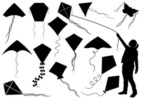 Set of different kites Illustrazione stock