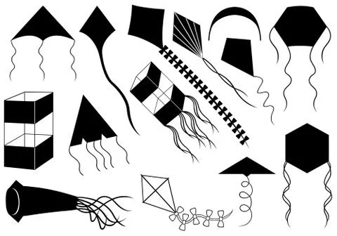 Set of different kites Stock Illustration