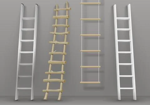 Set of different ladders Stock Illustration
