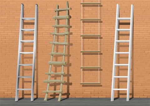 A set of different ladders Stock Illustration