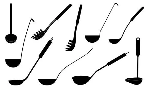 Set of different ladles Stock Illustration