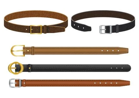 Set of different leather belts Stock Illustration