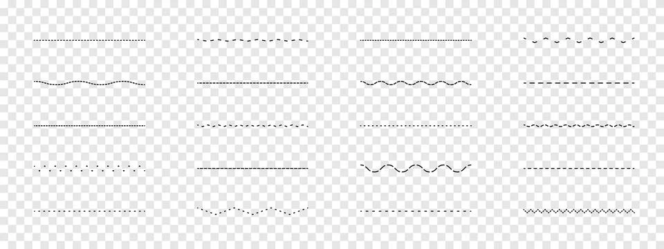 Set of different line styles on transparent background. Vector illustration Stock Illustration