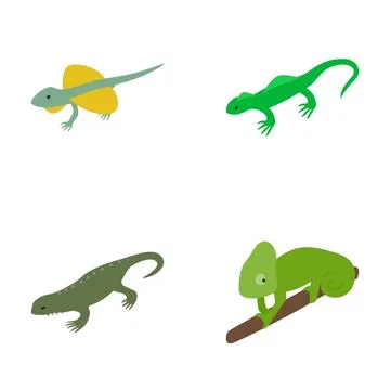 Set of different lizard reptile cartoon illustrations Stock Illustration