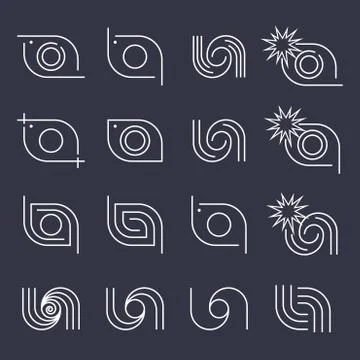 Set of different logos in the form of cameras. Editable Stroke Illustrazione stock