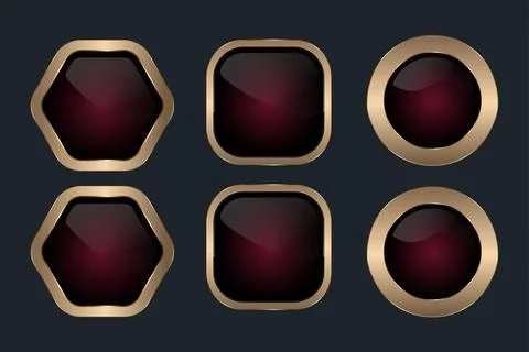 SET of different Luxury Red Hexagon Buttons with striking hexagonal design,.. Stock Illustration
