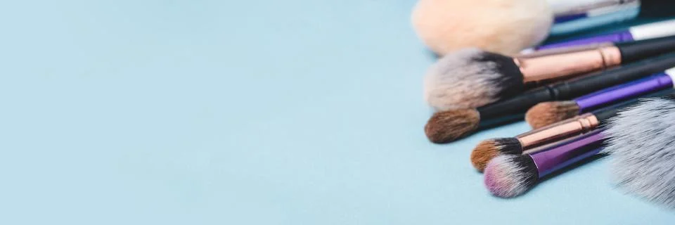 A set of different makeup brushes. Stock Photos