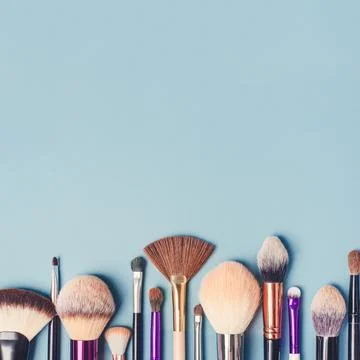 A set of different makeup brushes. Stock Photos