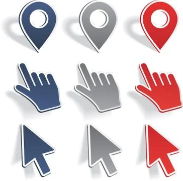Set of different map pointers. Vector Illustrazione stock