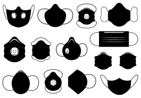 Set of different masks Stock Illustration
