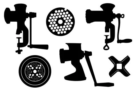 Set of different meat grinders Illustration