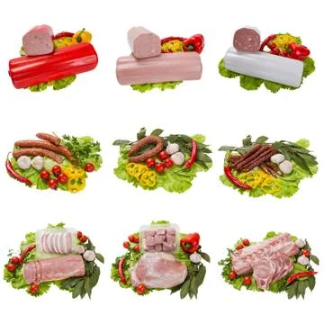 Set of a different meat products Stock Photos