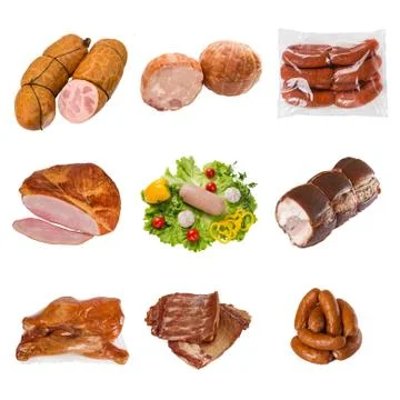 Set of a different meat products Foto stock