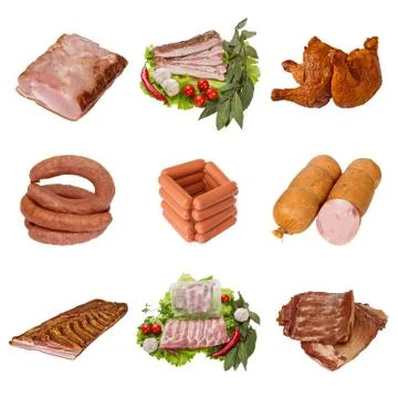Set of a different meat products Stock Photos