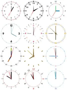 A set of different mechanical clocks Stock Illustration