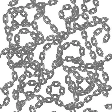 Set of Different Metal Chains Isolated on White Background. Metallic Seamless Stock Illustration