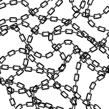 Set of Different Metal Chains Isolated on White Background. Metallic Pattern Stock Illustration