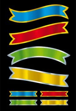 Set of different metallic banners with bright. Stock Illustration