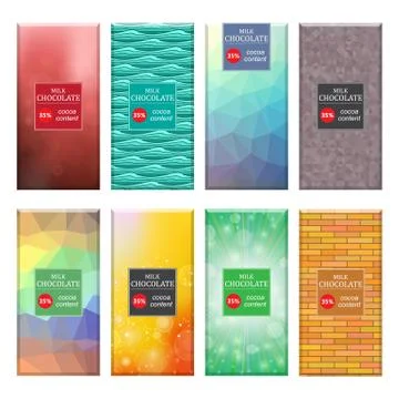 Set of Different Milk Chocolate Bar Isolated on White Background. Sweet Food 스톡 일러스트
