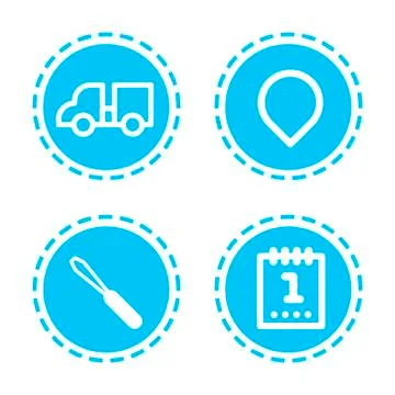 Set different mobile app icons web applications collection white background flat Stock Illustration