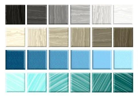 Set of different mosaic marble smalt Stock Illustration