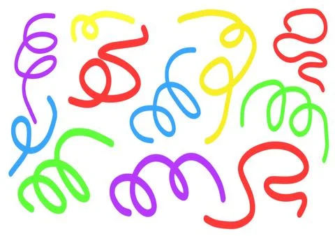 Set of different multi-colored doodles, illustration Stock Illustration