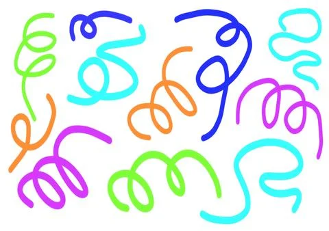 Set of different multi-colored doodles, illustration Stock Illustration