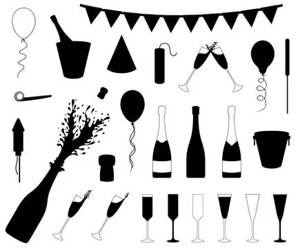 Set of different New Year's Eve objects Stock Illustration