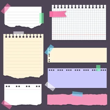 Set of different note papers.  Stock Illustration