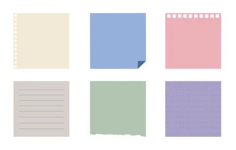 Set of different note papers on isolated background.Vector illustration. Stock Illustration