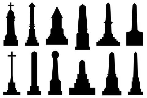 Set of different obelisks isolated Ilustración de archivo