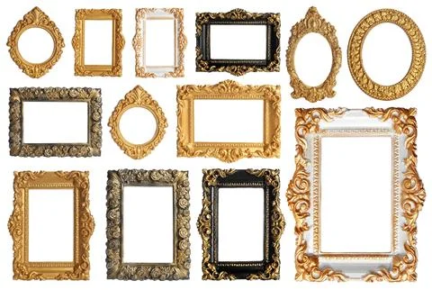 Set of different old fashioned frames on white background 스톡 사진