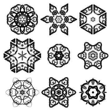 Set of Different Ornamental Rosettes Set of Different Ornamental Rosettes ... 스톡 사진