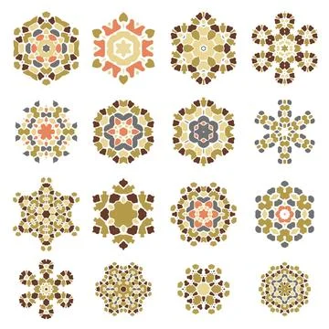 Set of Different Ornamental Rosettes Set of Different Ornamental Rosettes ... 스톡 사진