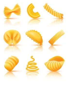 Set of different pasta vector illustration isolated Stock Illustration