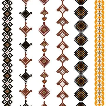 A set of different pattern border designs on a white background Stock Illustration